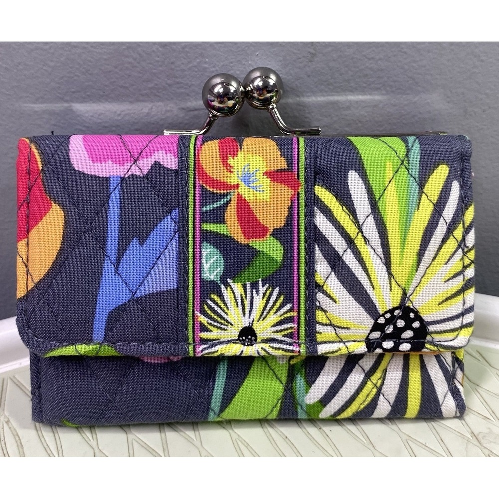 Vera Bradley Jazzy Blooms Womens Cloth Wallet W/coin Purse Floral Design 3.5x5"